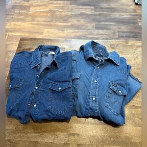 Wrangler men’s snap denim Long sleeve work shirts bundle of 2